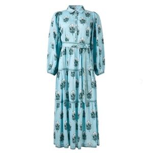 Omika Emery Dress -Milo Lake Blue Floral Shirt Dress - XL - Soft Modal